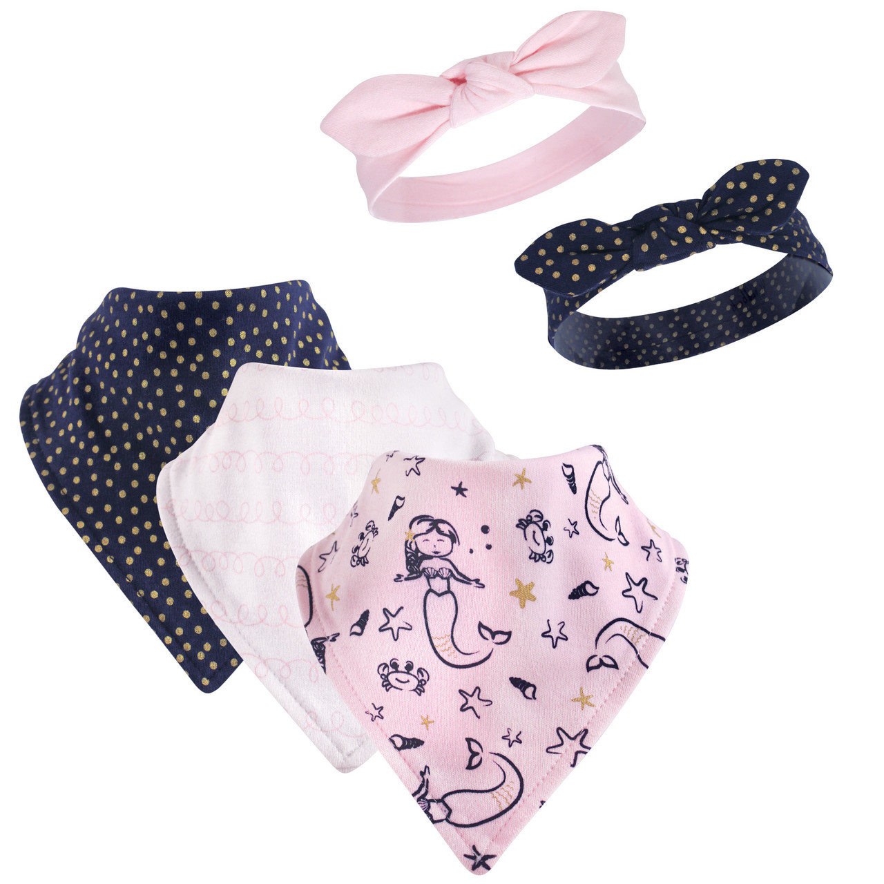 5 pc set 3 bib & 2 headbands