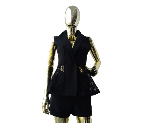 212 chic 1293 women 2 piece set black top and short