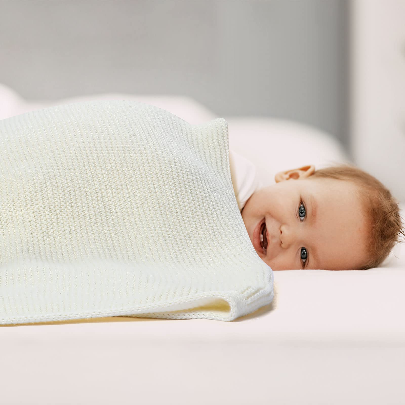 mini cream white baby blanket